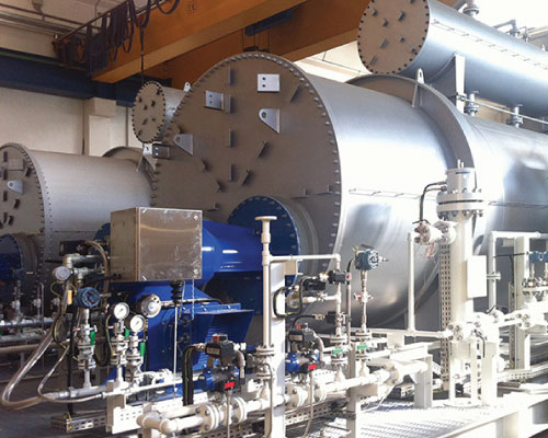 Oil and gas process equipment in an industrial plant